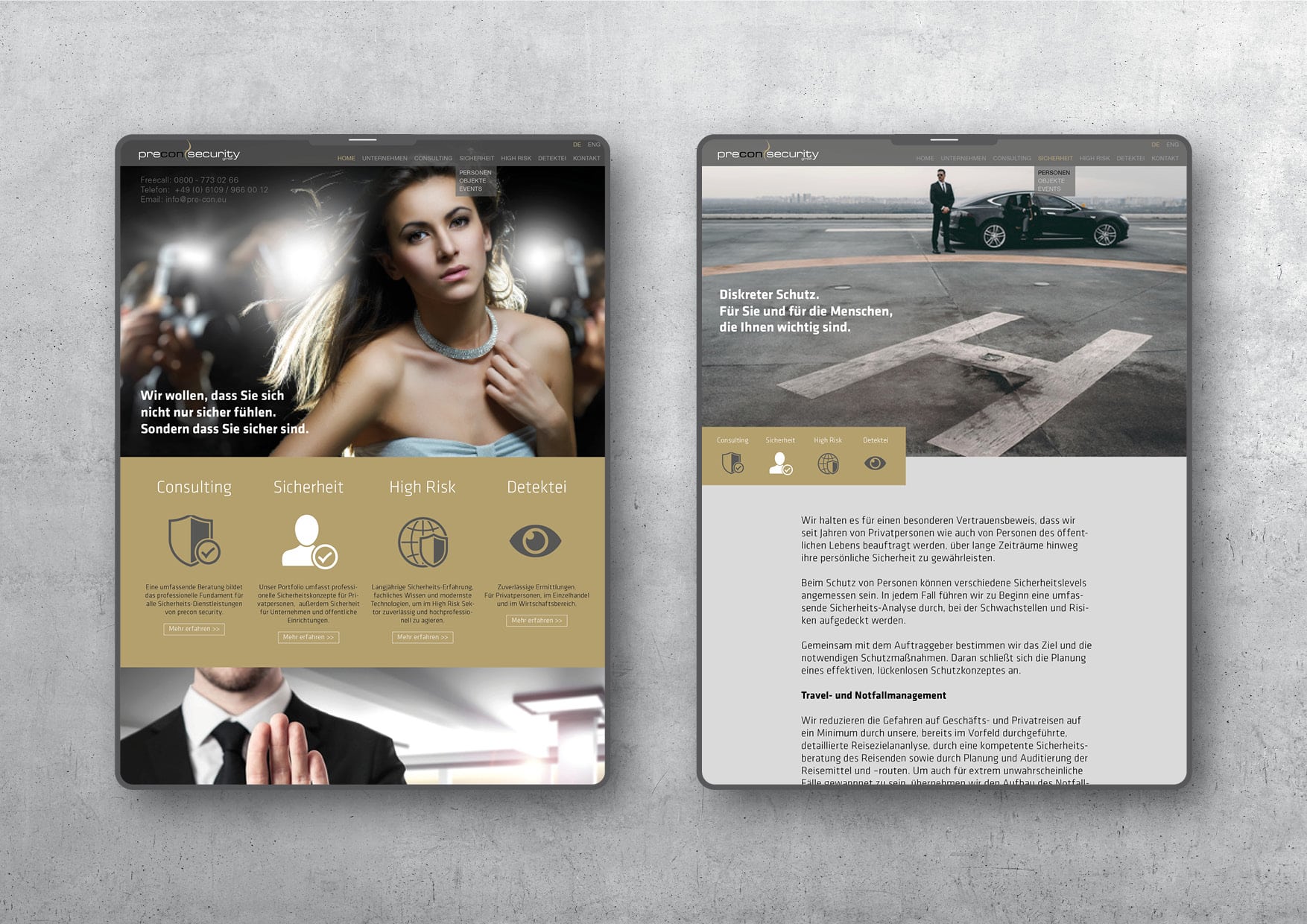Homepage Relaunch für Sicherheitsunternehmen durch Ronald Wissler | Visuelle Kommunikation
