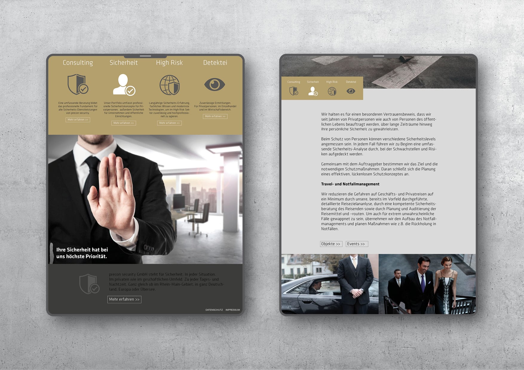Homepage Relaunch für Sicherheitsunternehmen durch Ronald Wissler | Visuelle Kommunikation