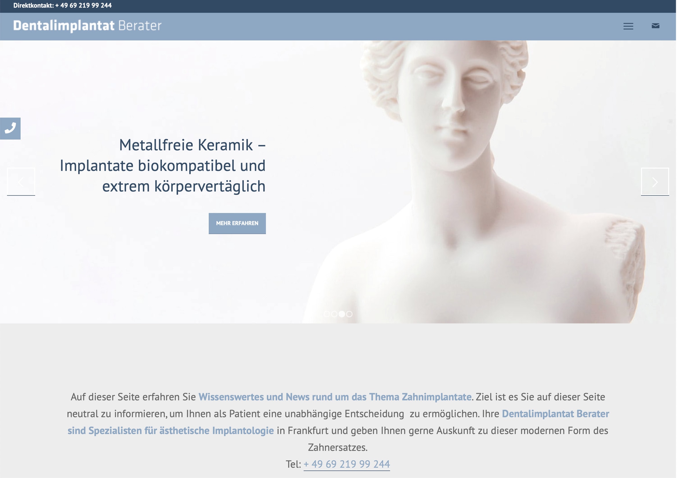 Webdesign Entwicklung für Zahnimplantat Berater Homepage Entwicklung für Zahnimplantat Berater
