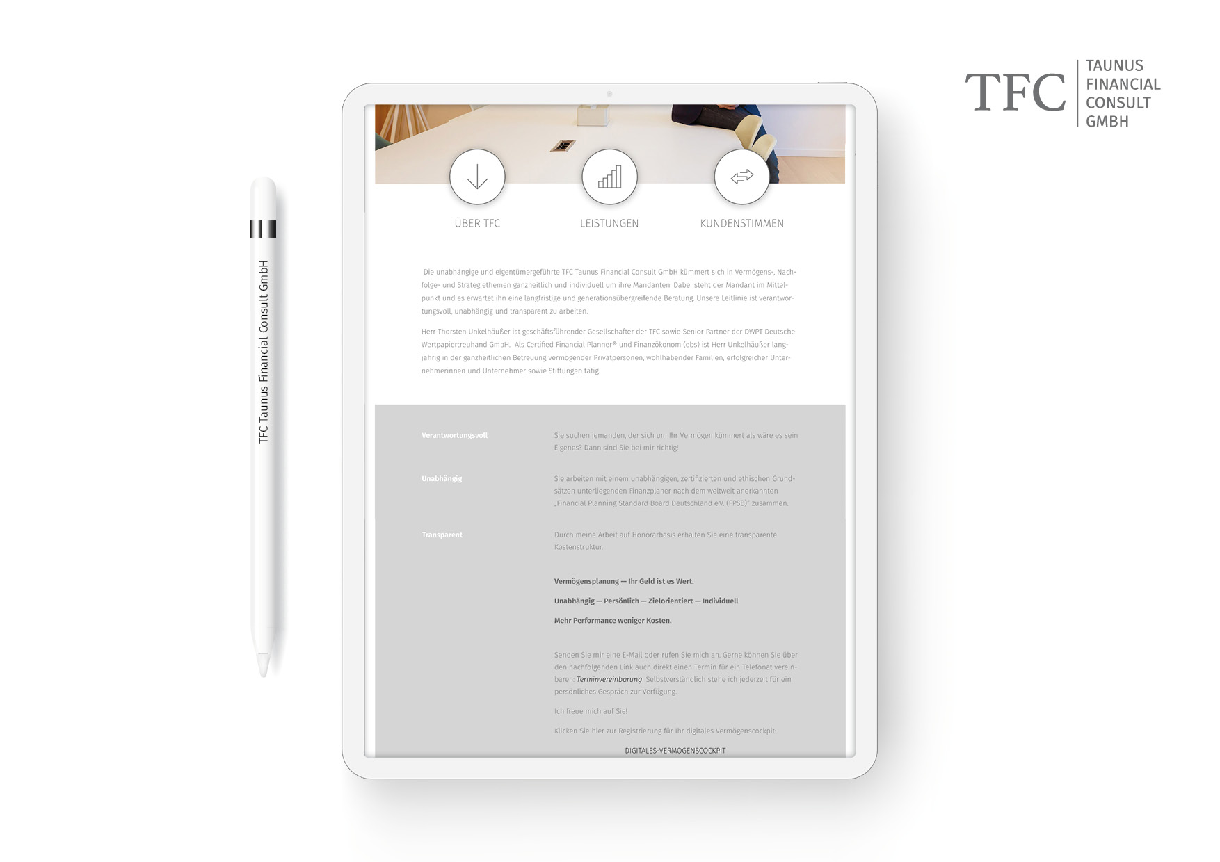 Homepage Entwicklung für die unabhängige und eigentümergeführte Vermögensplanungsgesellschaft TFC Taunus Financial Consult GmbH Homepage Entwicklung für die unabhängige und eigentümergeführte Vermögensplanungsgesellschaft TFC Taunus Financial Consult GmbH