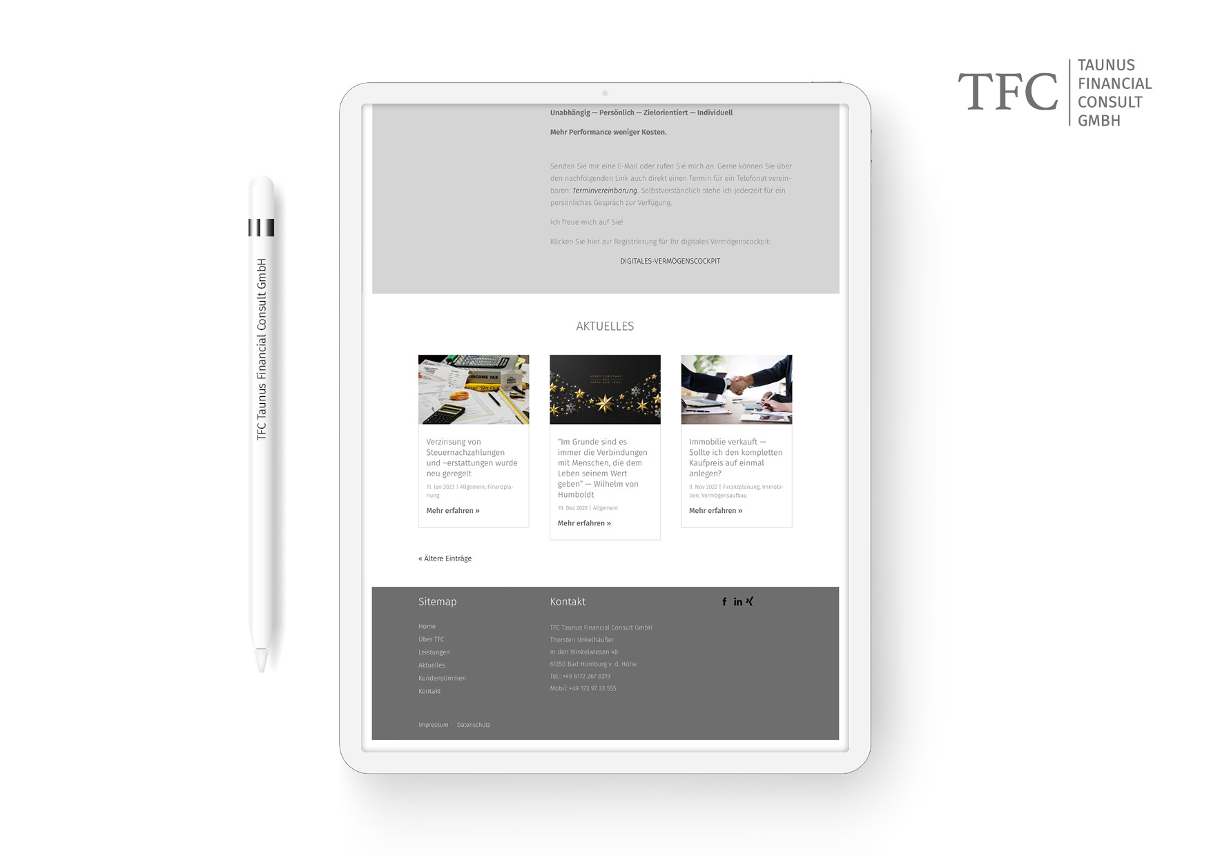 Homepage Entwicklung für die unabhängige und eigentümergeführte Vermögensplanungsgesellschaft TFC Taunus Financial Consult GmbH Homepage Entwicklung für die unabhängige und eigentümergeführte Vermögensplanungsgesellschaft TFC Taunus Financial Consult GmbH