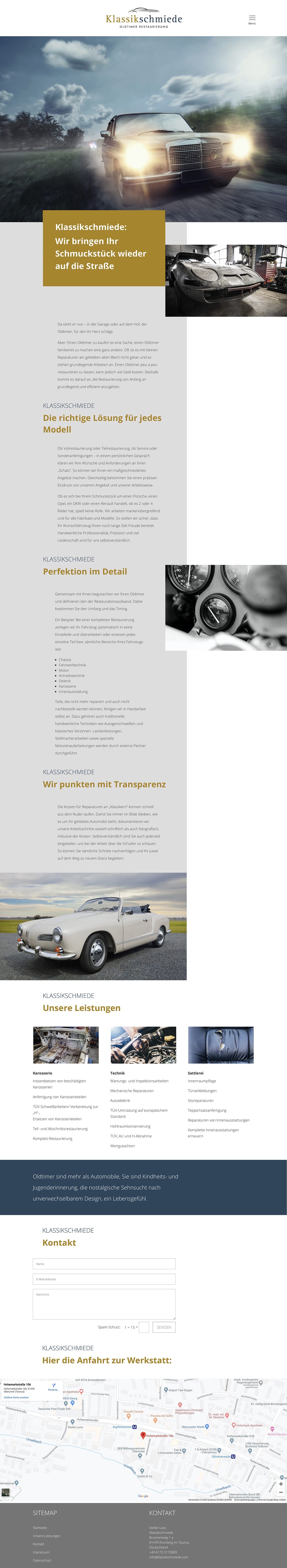 Homepage Entwicklung für Oldtimer Manufaktur‎ durch Webdesigner Ronald Wissler Frankfurt