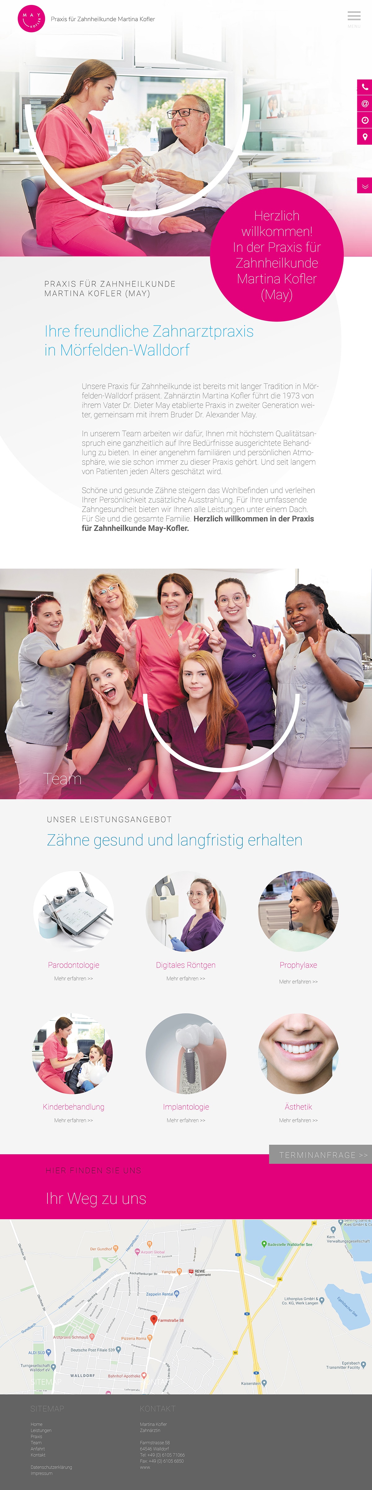 Webdesign, Programmierung und Texterstellung der Homepage für Zahnarztpraxis Martina Kofler (May) Homepage Entwicklung für Zahnarztpraxis Martina Kofler durch Ronald Wissler Visuelle Kommunikation
