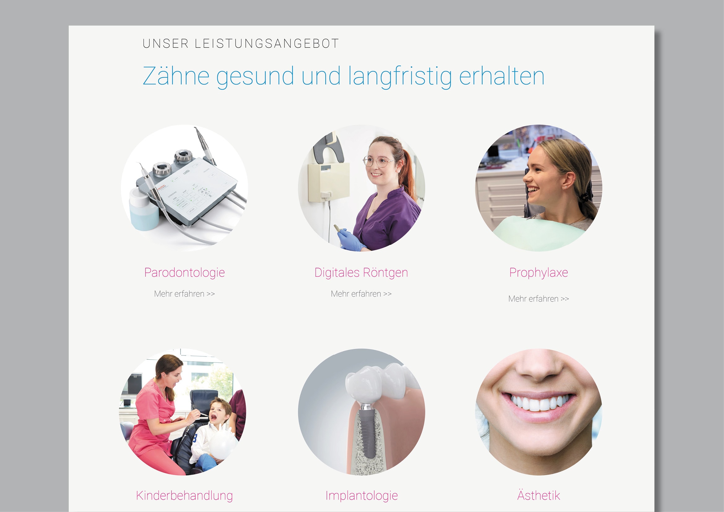Webdesign, Programmierung und Texterstellung der Homepage für Zahnarztpraxis Martina Kofler (May) Homepage Entwicklung für Zahnarztpraxis Martina Kofler durch Ronald Wissler Visuelle Kommunikation
