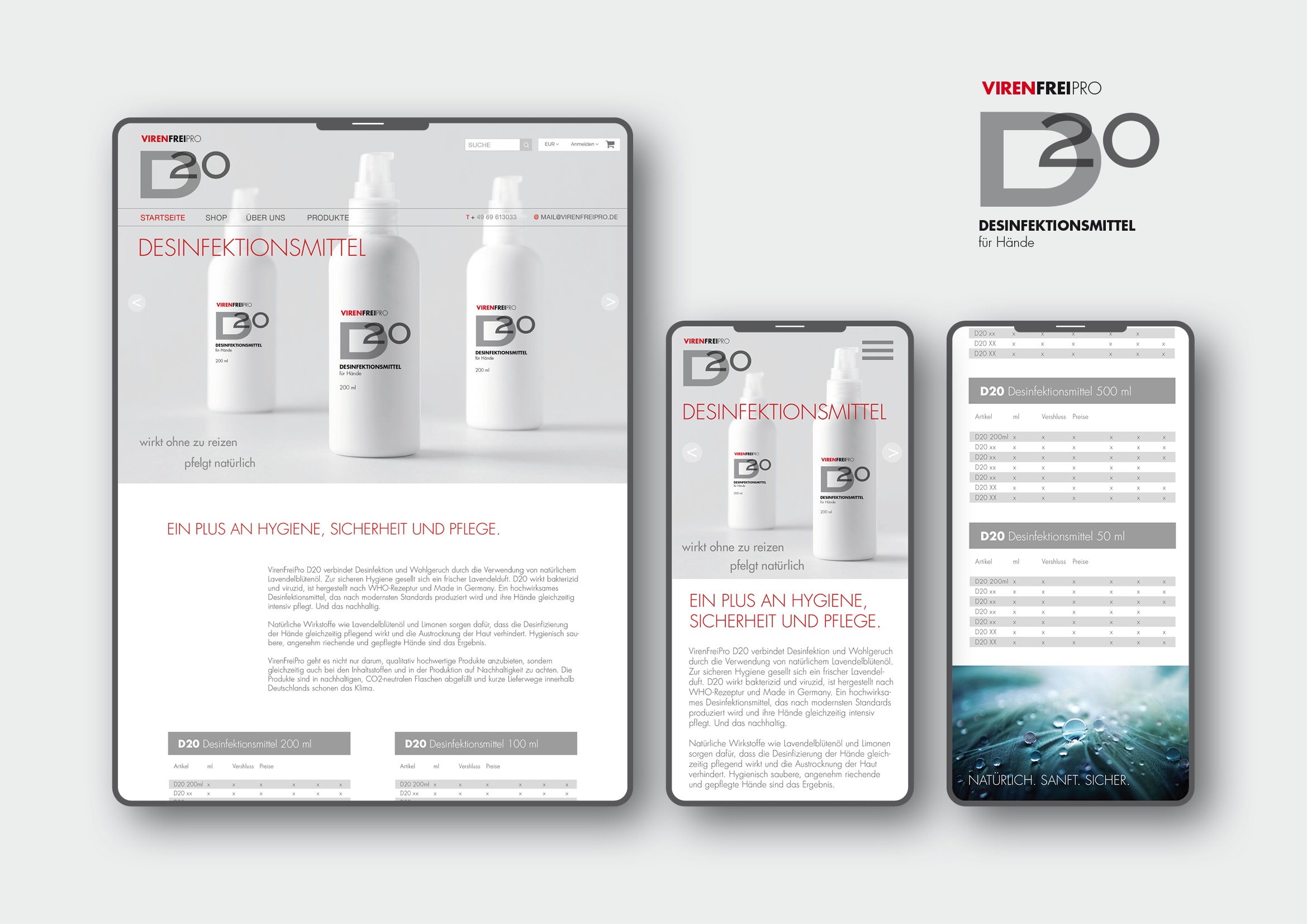 Logodesign und Webdesign Entwicklung Onlineshop für Desinfektionsmittel Logodesign und Webdesign Entwicklung Onlineshop für Desinfektionsmittel VirenfreiPro