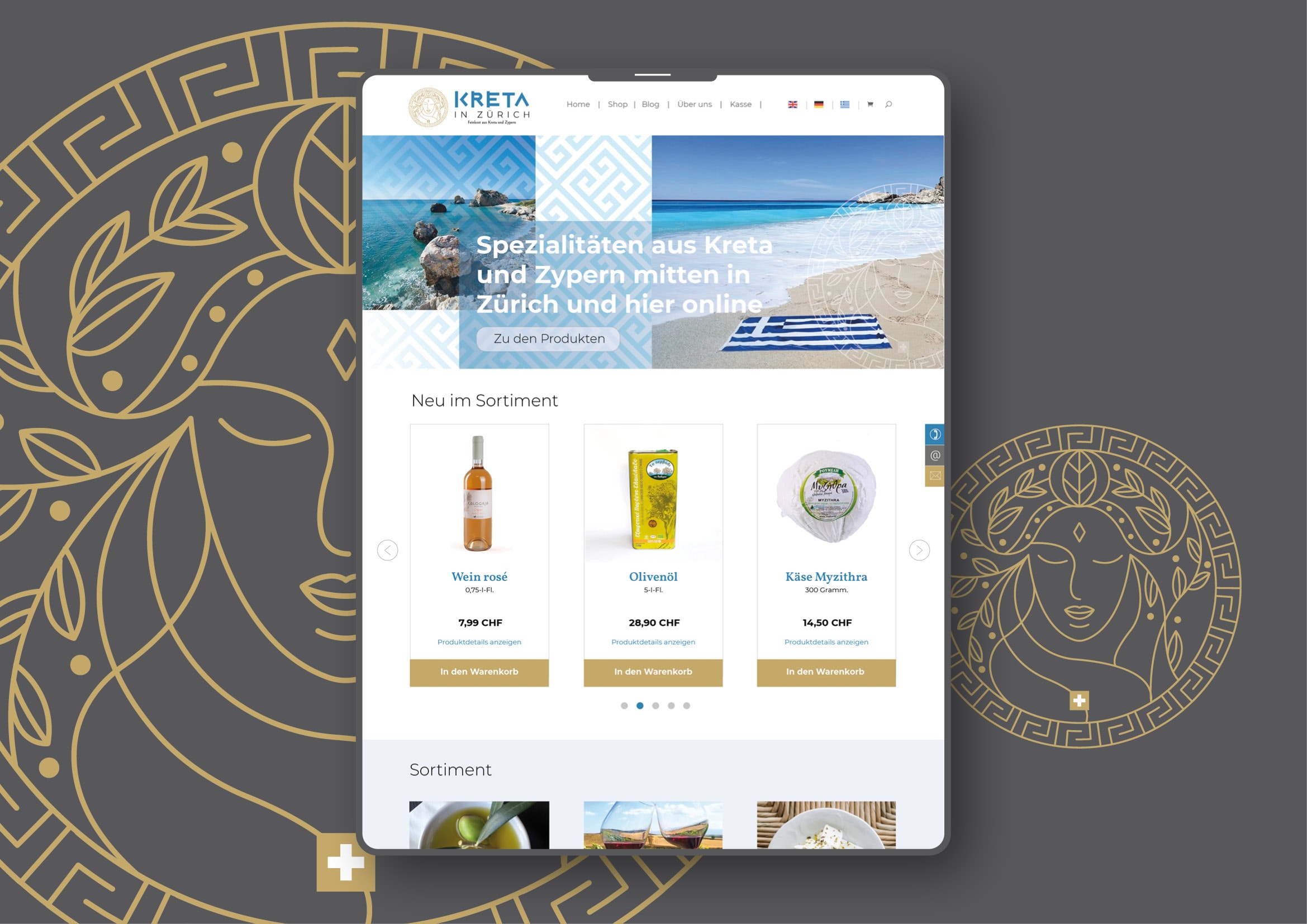 Entwicklung Webdesign für Onlineshop Kreta in Zürich Webdesign für Onlineshop Kreta in Zürich
