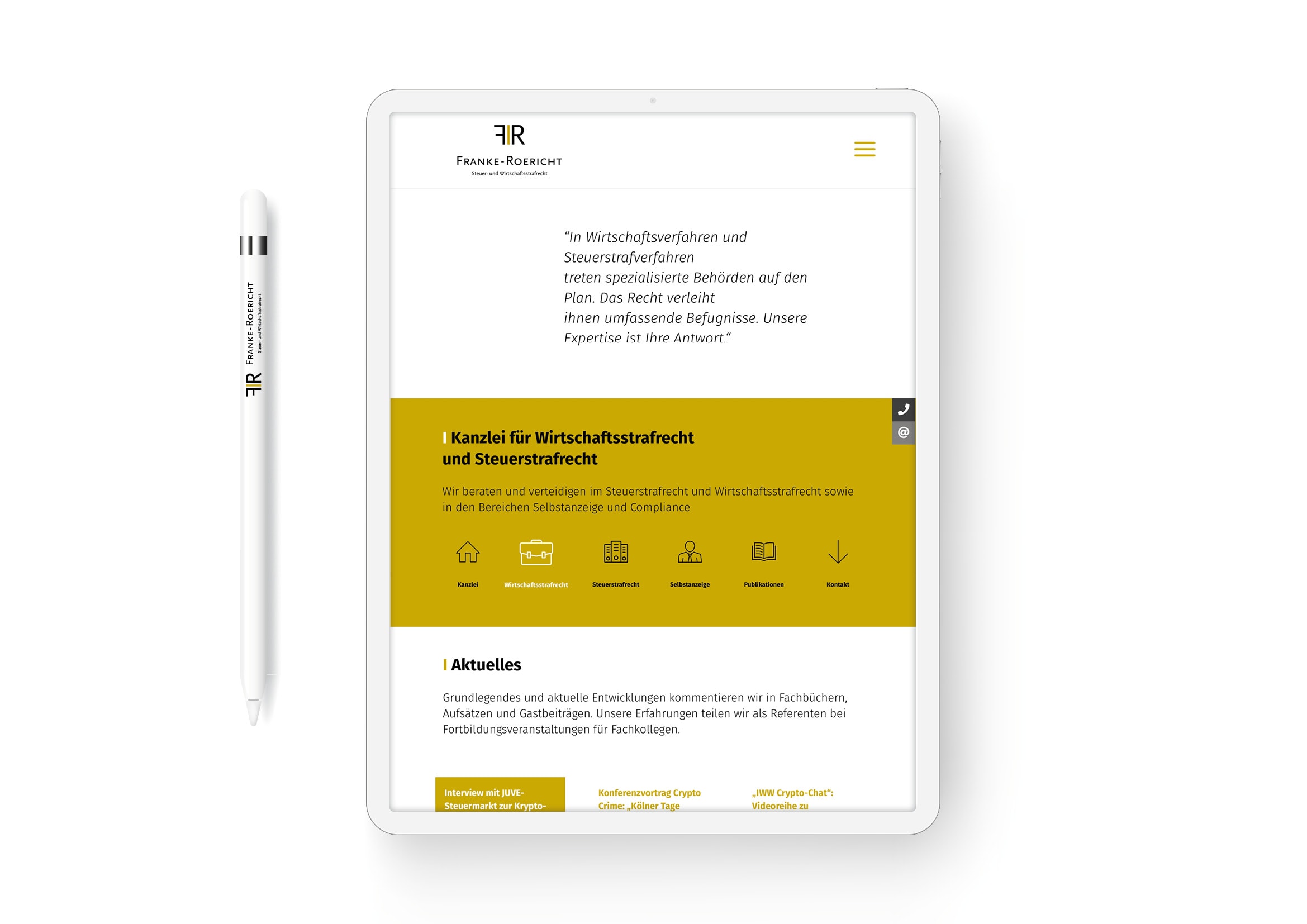 Webdesign und Programmierung Homepage für Kanzlei für Wirtschaftsstrafrecht, Steuerstrafrecht und Crypto Crime