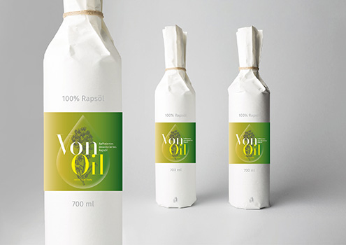 Gestaltung Logo und Etiketten-Design für Premium-Rapsöl durch Grafik-Designer Ronald Wissler
