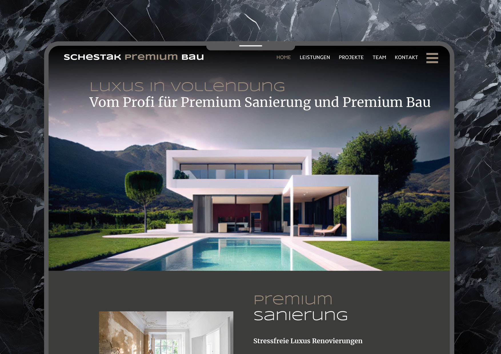 Webdesign Programmierung Homepage Bauunternehmen Bauträger Sanierung Schestak Premium Bau