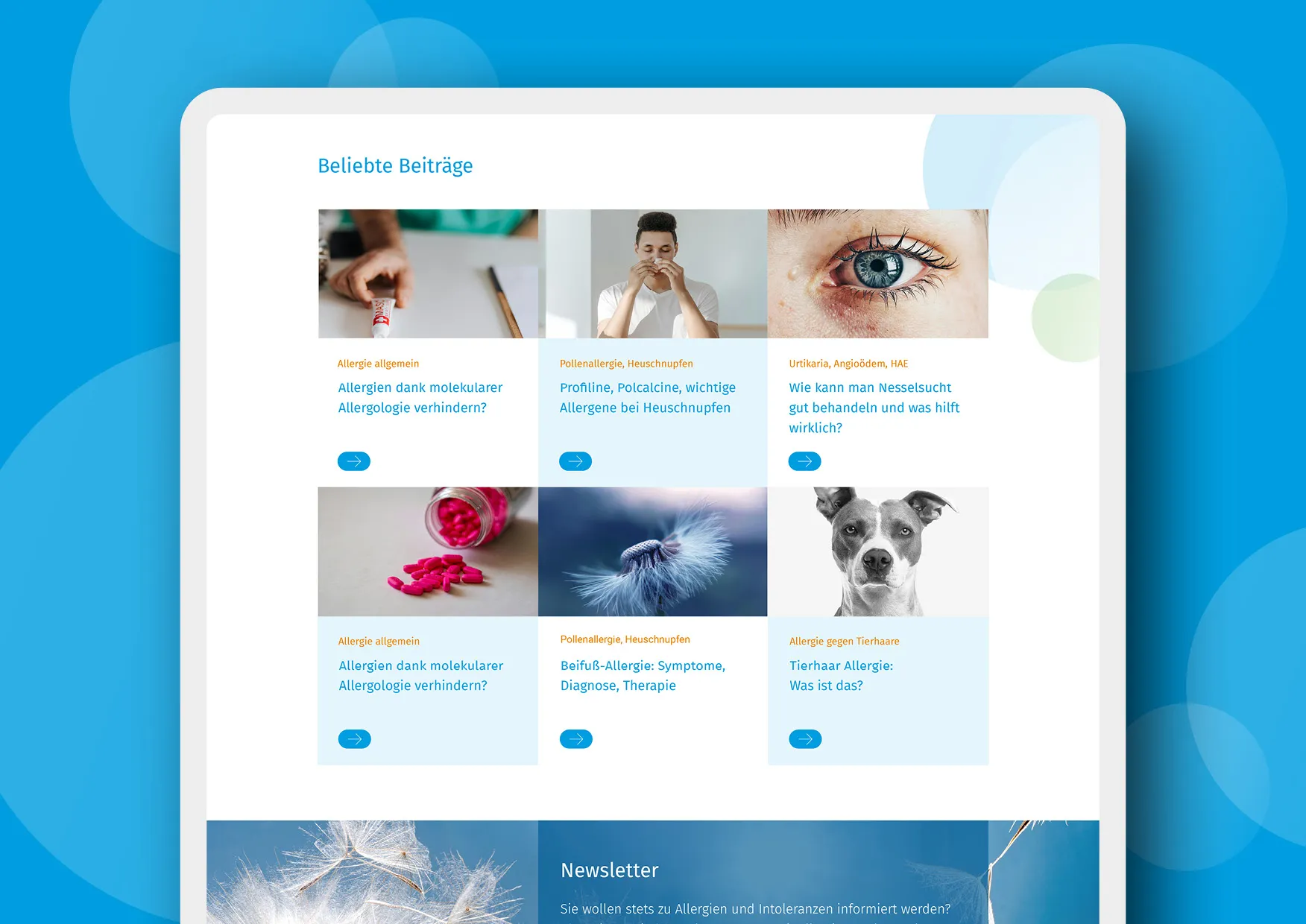Corporate Design und Website erstellen Mein Allergie Portal Gesundheitsbranche Webdesigner