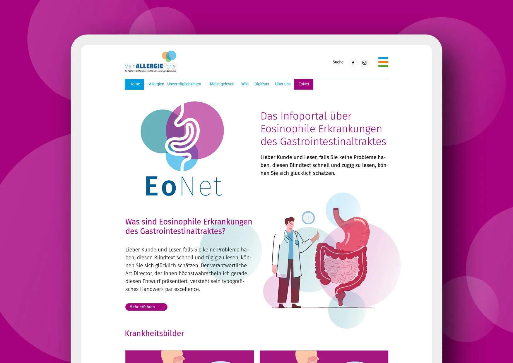 Corporate Design und Website erstellen Mein Allergie Portal Gesundheitsbranche Webdesigner
