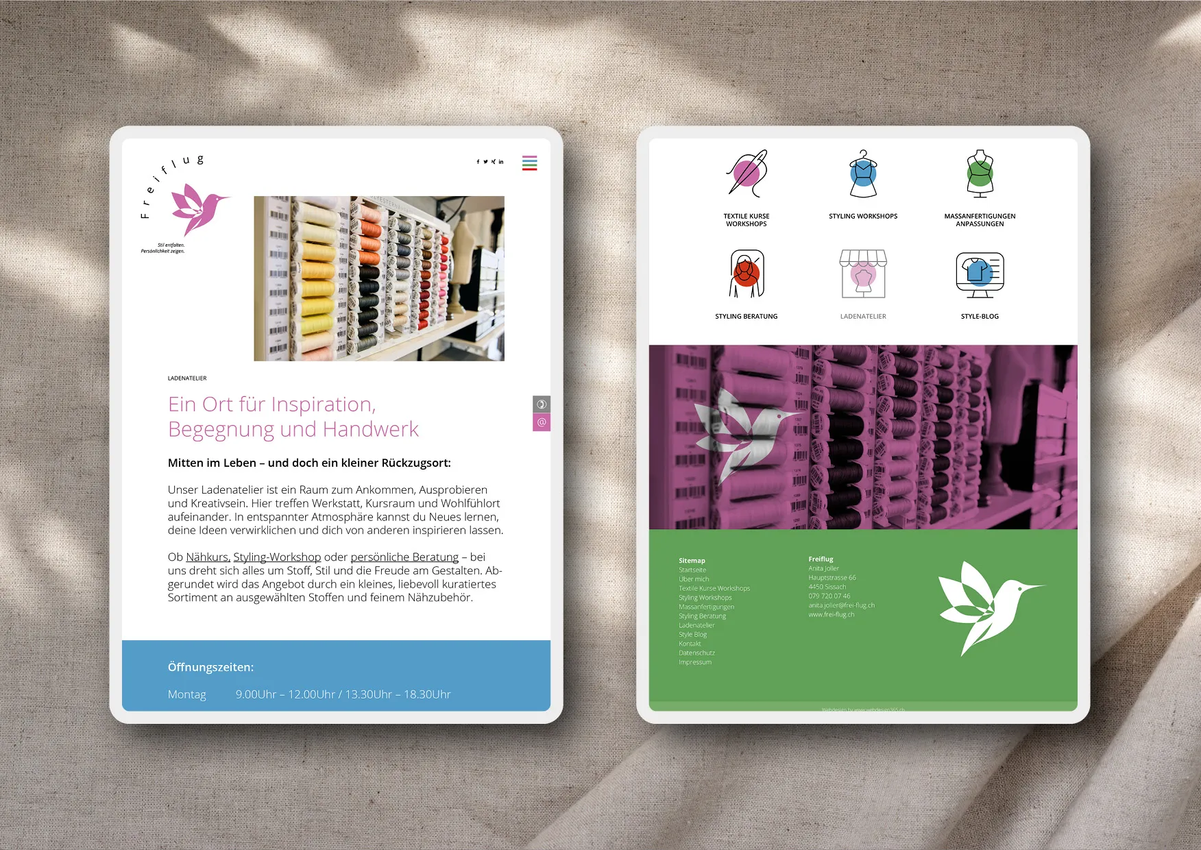 Website-Erstellung-Logodesign-Imageberaterin-Modedesignerin-03 Webdesign und Corporate Design Entwicklung für Schneiderin und Stilberaterin durch Webdesigner Ronald Wissler aus Zürich