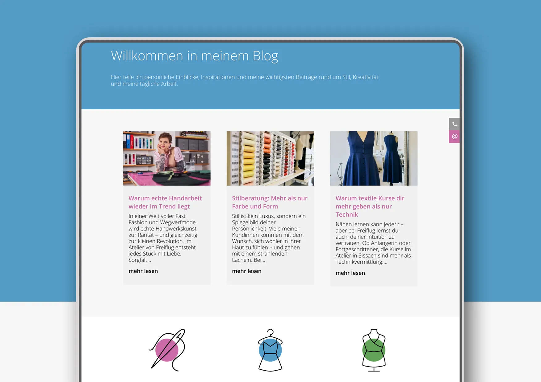 Website-Erstellung-Logodesign-Imageberaterin-Modedesignerin-05 Webdesign und Corporate Design Entwicklung für Schneiderin und Stilberaterin durch Webdesigner Ronald Wissler aus Zürich