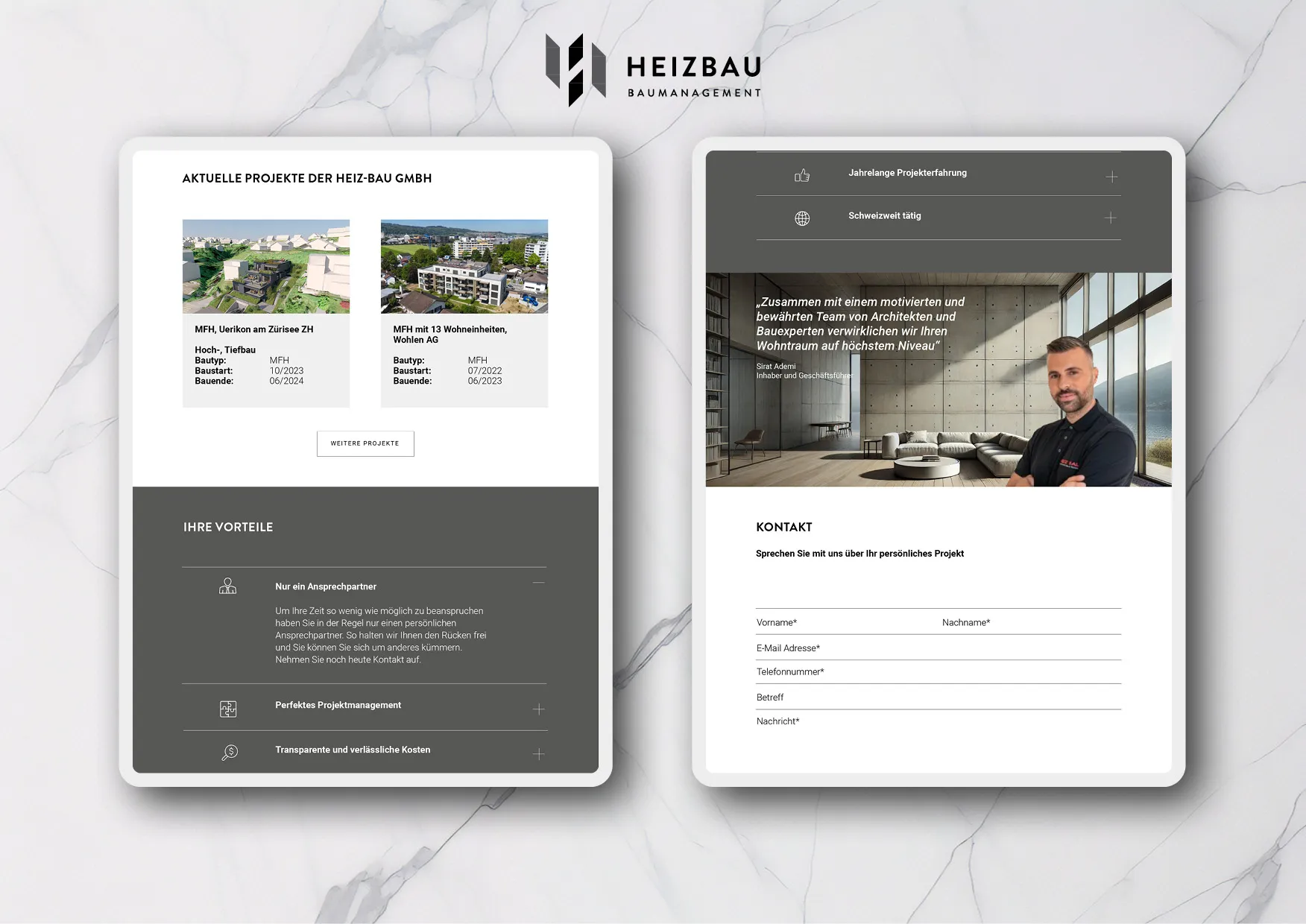 Website-Erstellung-Logodesign-Immoblien-Entwickler-Baumanagement-05 Webdesign und Logodesign für Unternehmen Baumanagement und Immobilienentwicklung durch Webdesigner Ronald Wissler Zürich