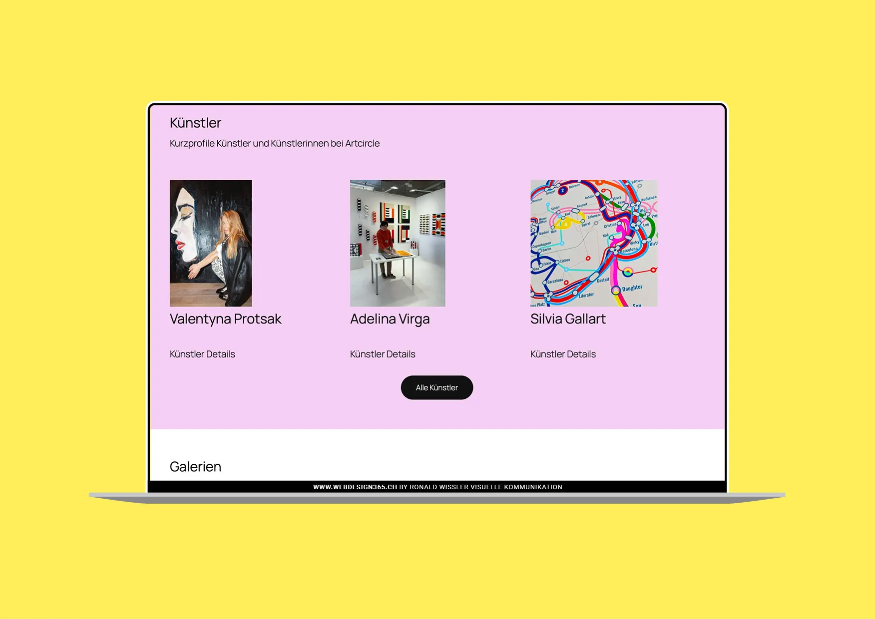 Webdesign als Bühne für Kunst: minimalistisches Designkonzept von Webdesigner Ronald Wissler Zürich
