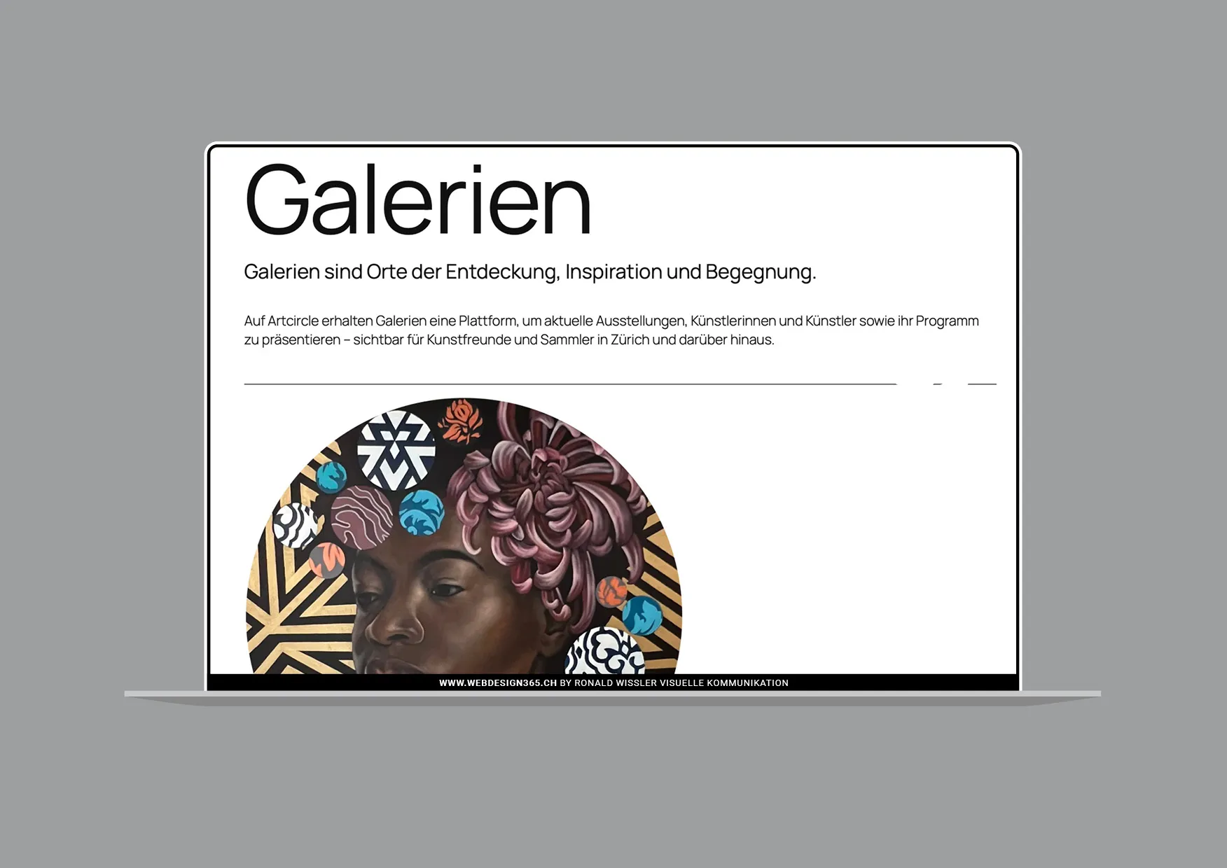 Webdesign als Bühne für Kunst: minimalistisches Designkonzept von Webdesigner Ronald Wissler Zürich