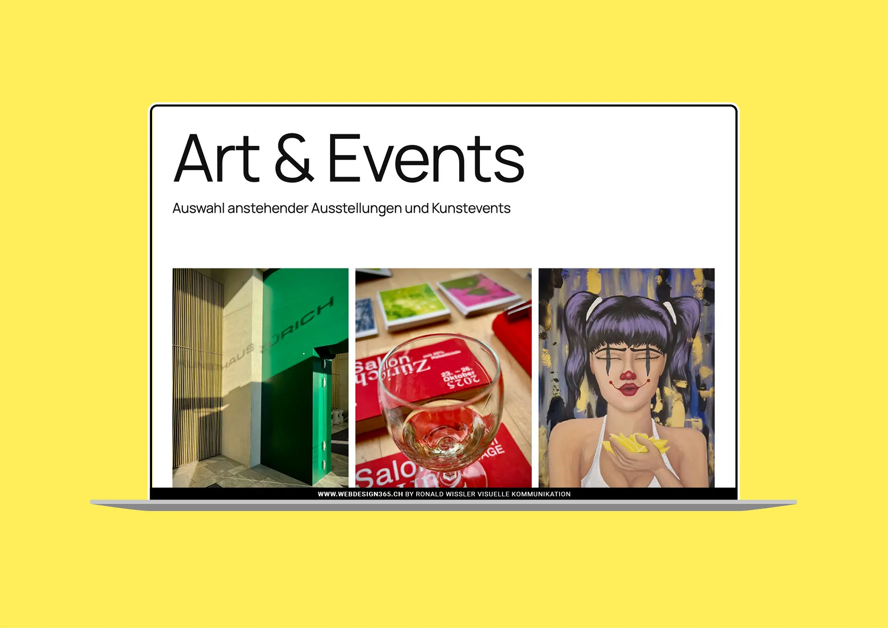 Webdesign als Bühne für Kunst: minimalistisches Designkonzept von Webdesigner Ronald Wissler Zürich