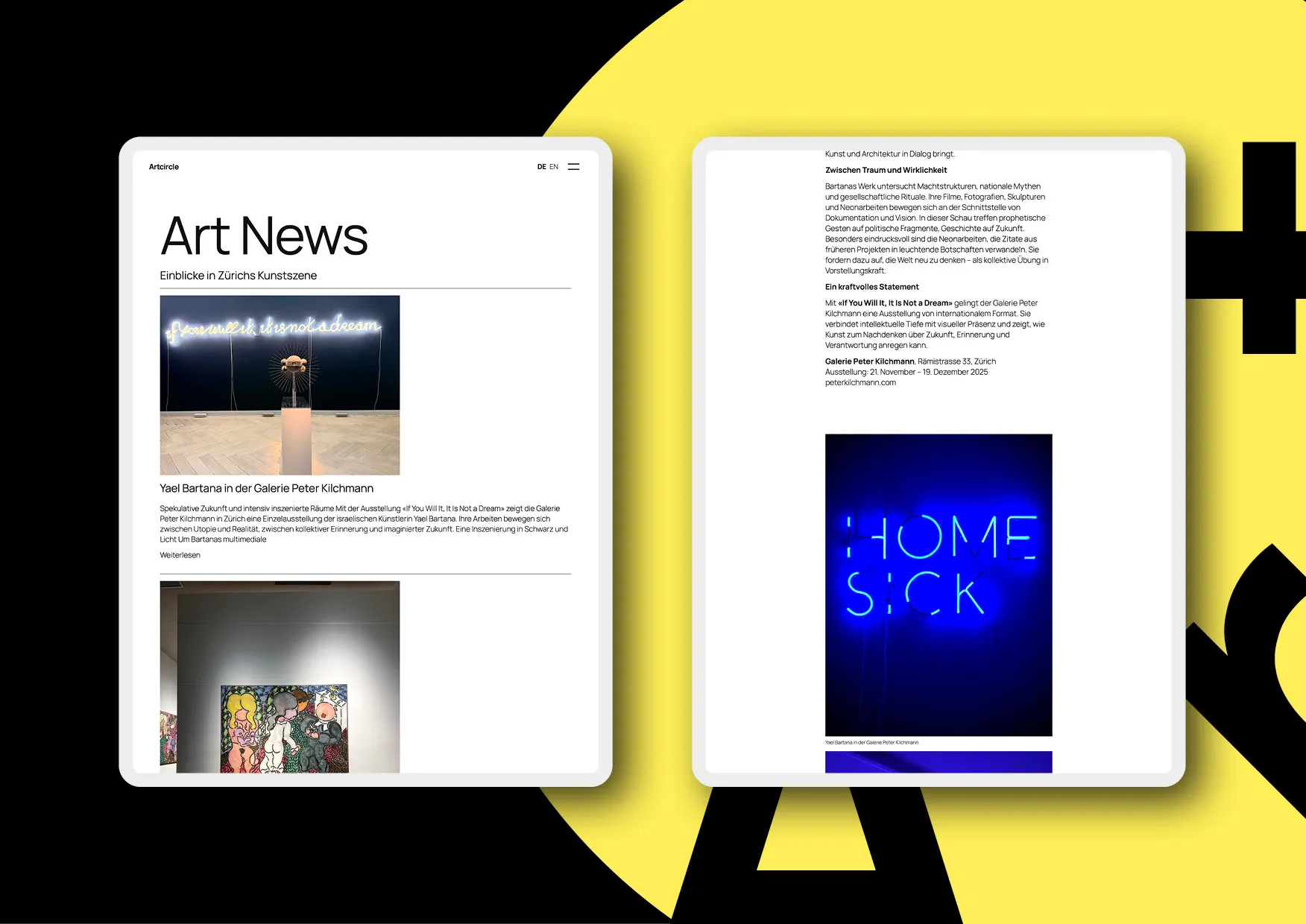 Webdesign als Bühne für Kunst: minimalistisches Designkonzept von Webdesigner Ronald Wissler Zürich