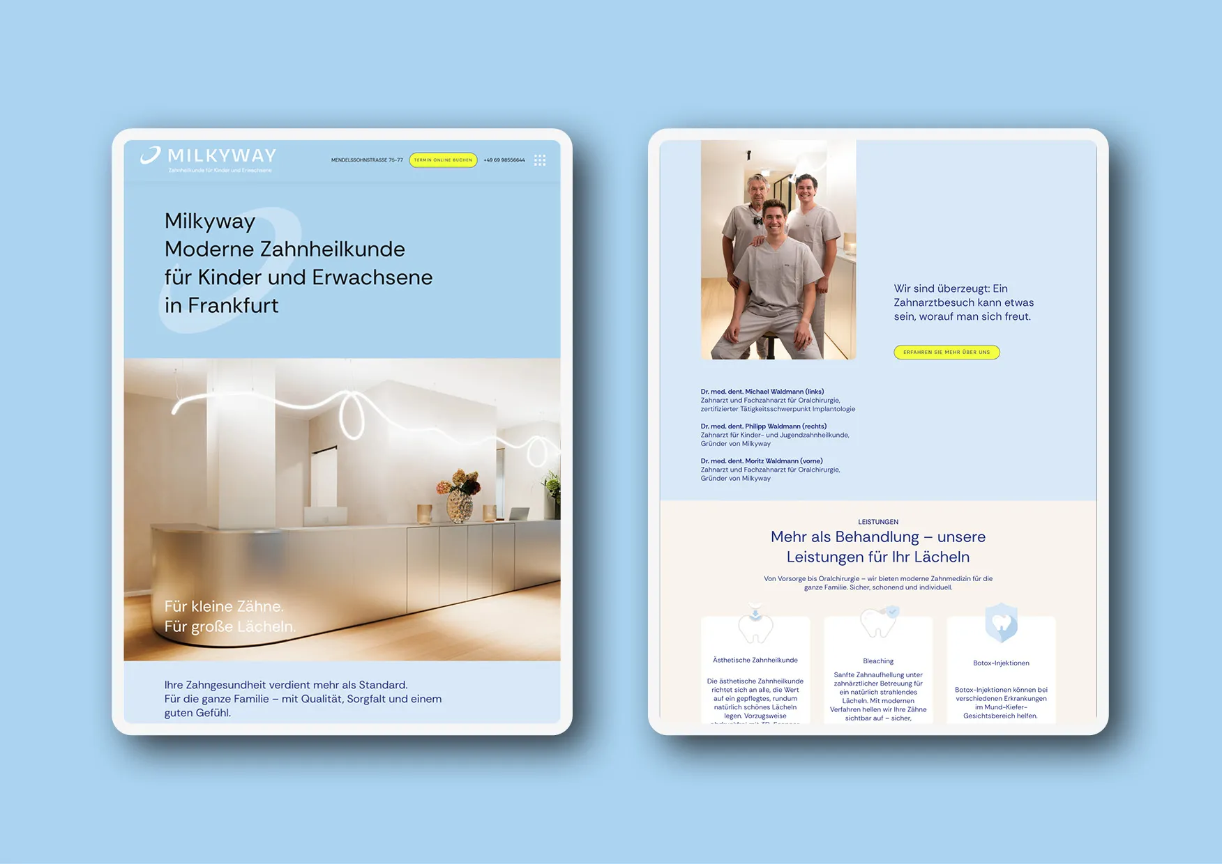 Premium Webdesign moderne Zahnarztpraxis für Kinder und Erwachsene