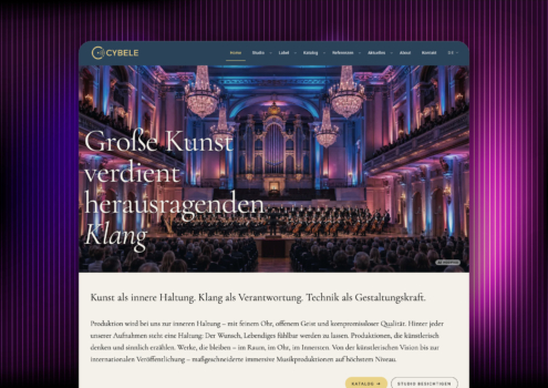 Individuelle Webdesign Entwicklung und technische Umsetzung Website für Musikproduktion und Musiklabel Cybele